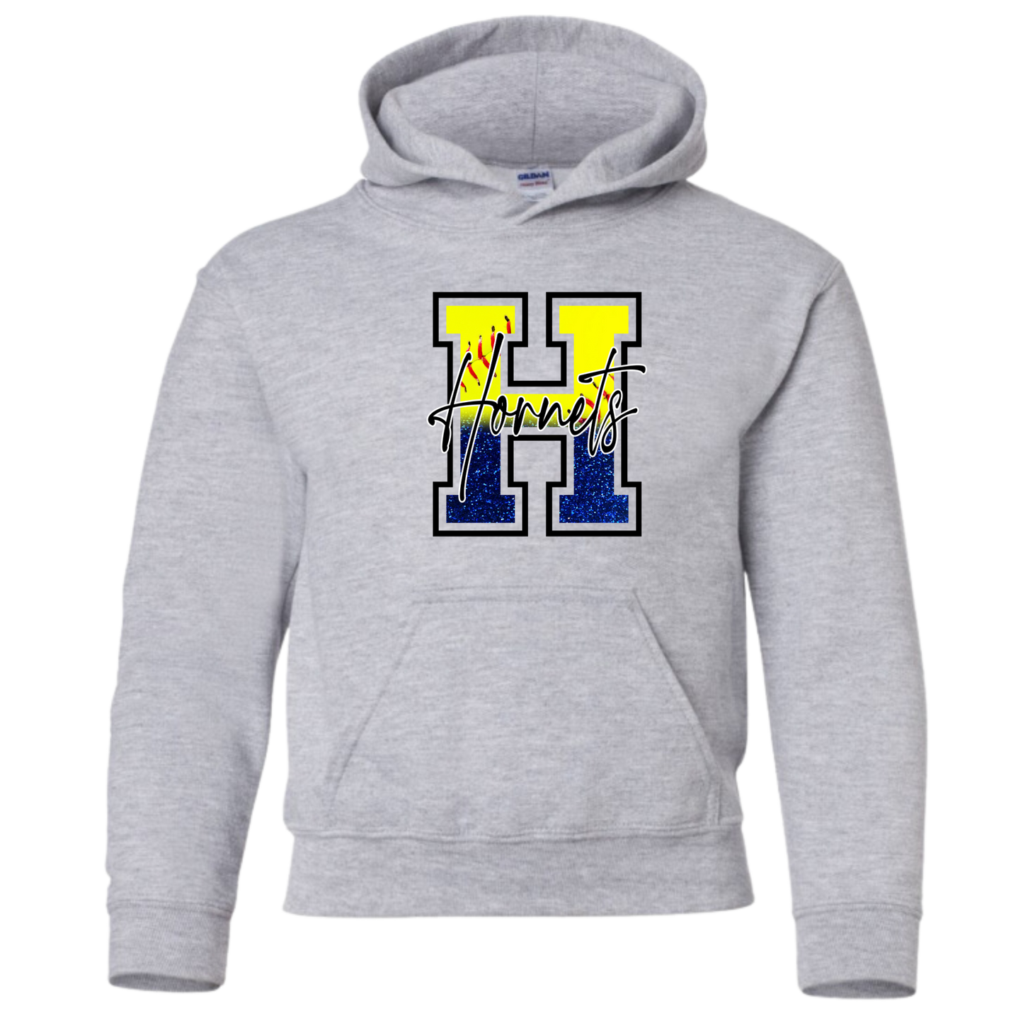 Softball Glitter Hornets Youth Hoodie