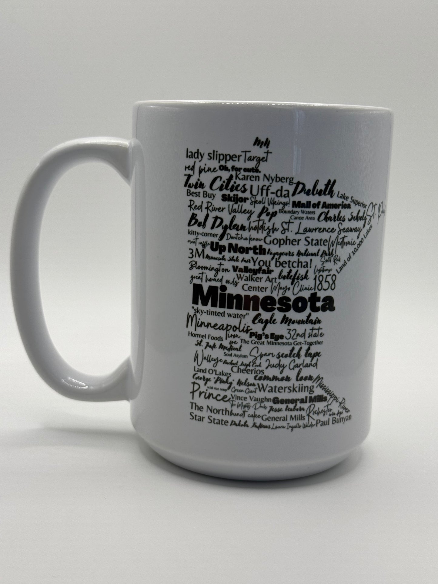 Minnesota Shape Words, Coffee Mug, 15oz