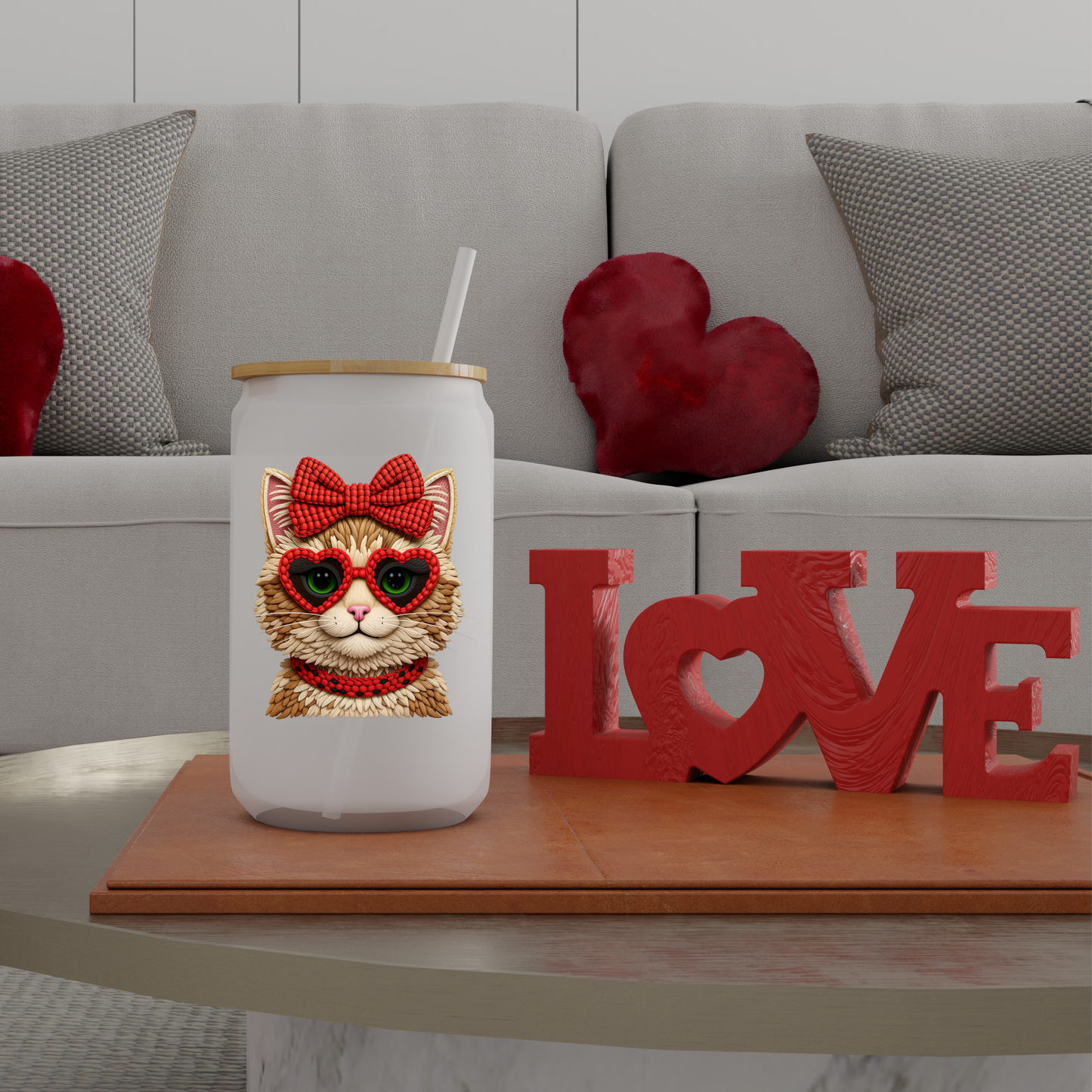 Valentine's Day Knit Kitten | Drinkware