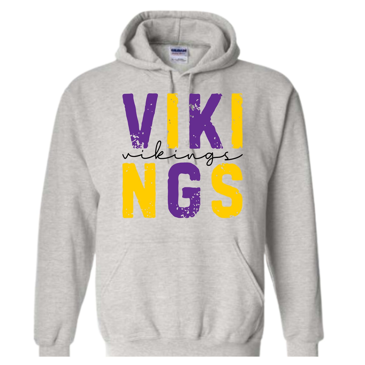 Distressed Stacked Vikings Hooded Sweatshirt