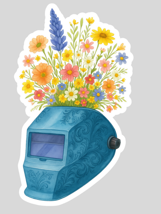 Floral Welding Helmet Sticker, Amber Czech