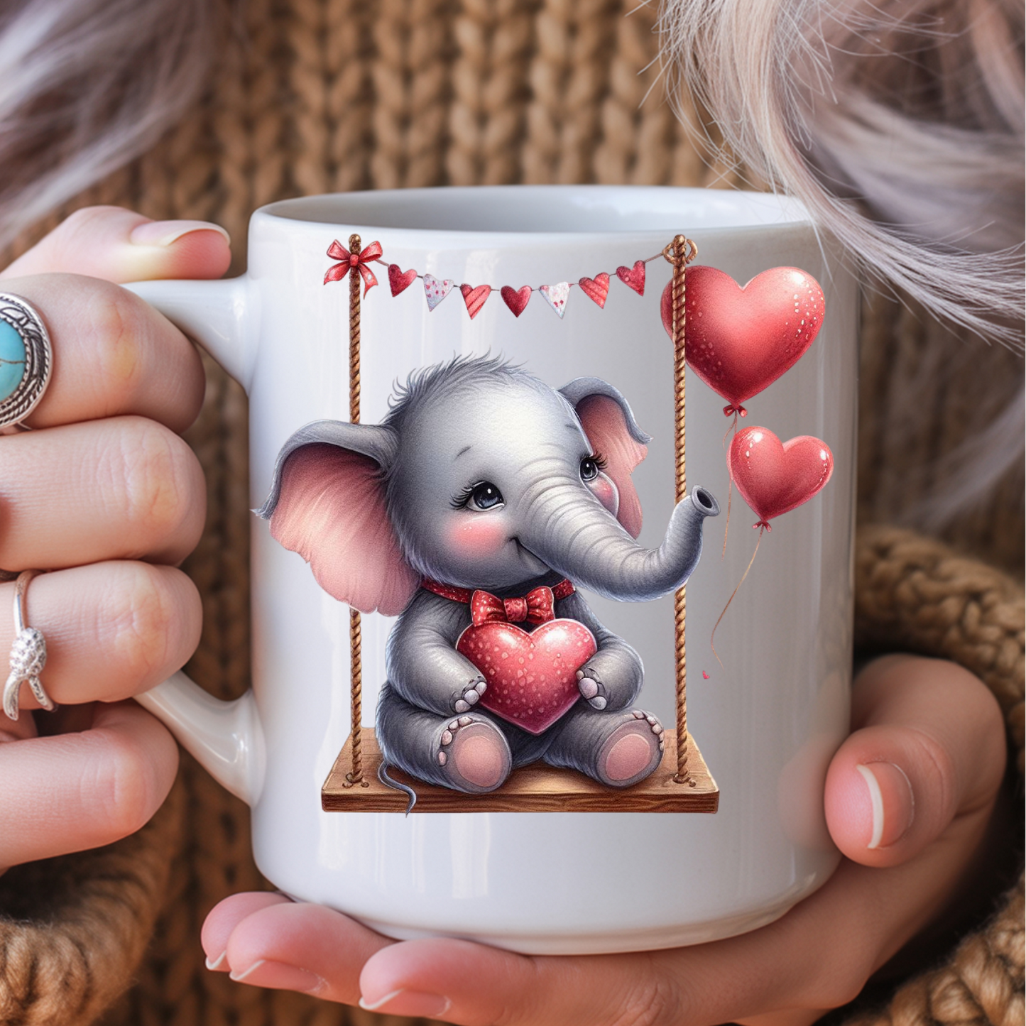 Valentine's Day Cute Critters on Swings | Drinkware