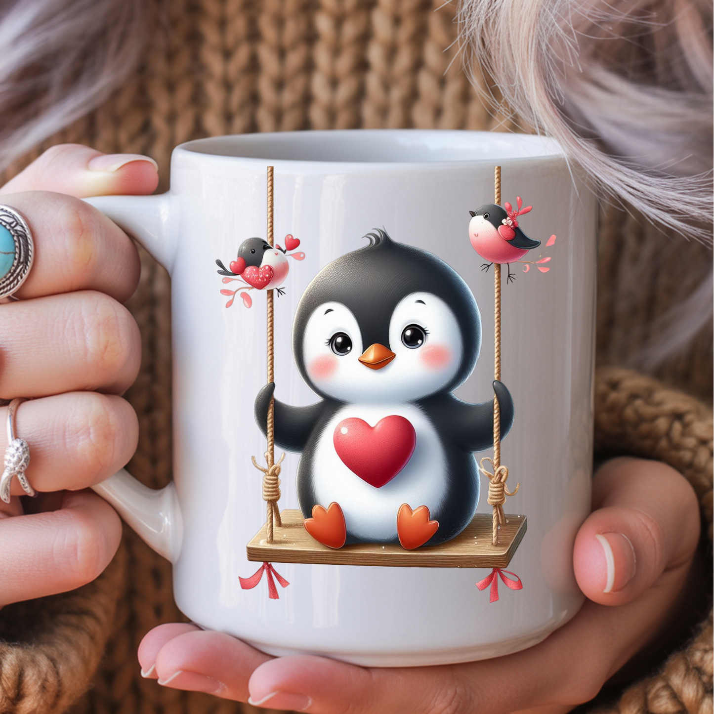 Valentine's Day Cute Critters on Swings | Drinkware