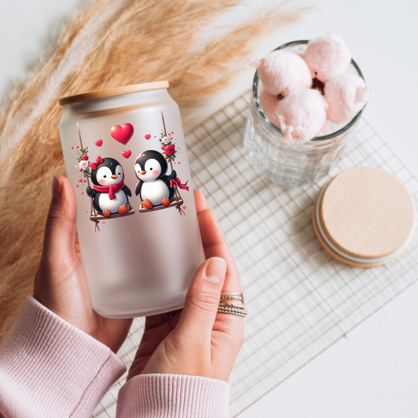 Valentine's Day Cute Critters on Swings | Drinkware